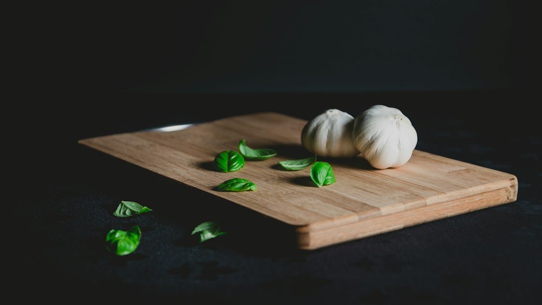 fresh herbs cutting board