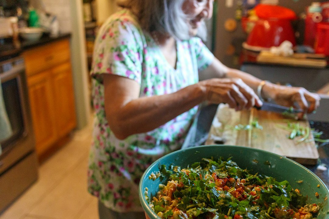 person preparing healthy dinner